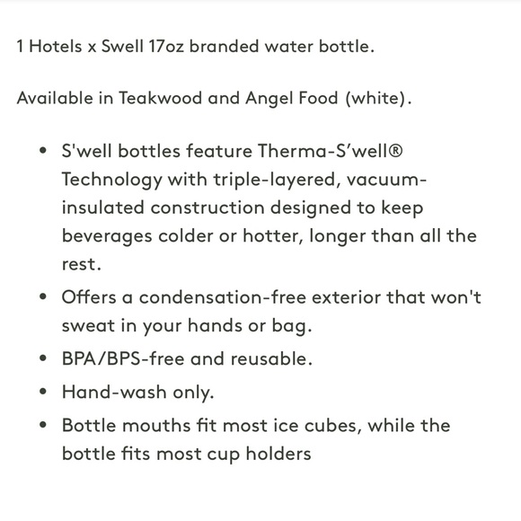1 Hotels x Swell 17oz branded water bottle in white - Picture 7 of 7